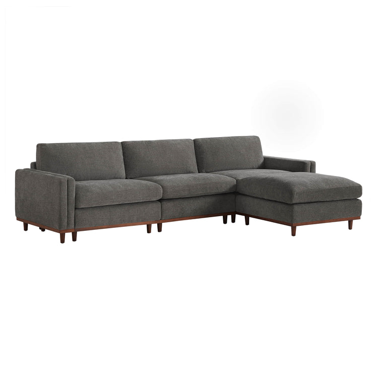 Liam 4-Piece Overstuffed Sectional Sofa in dark gray fabric with modern design - CHITA Living