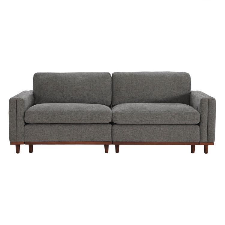 Gray 2-piece modular sectional sofa with wood base in a contemporary living room - CHITA Living
