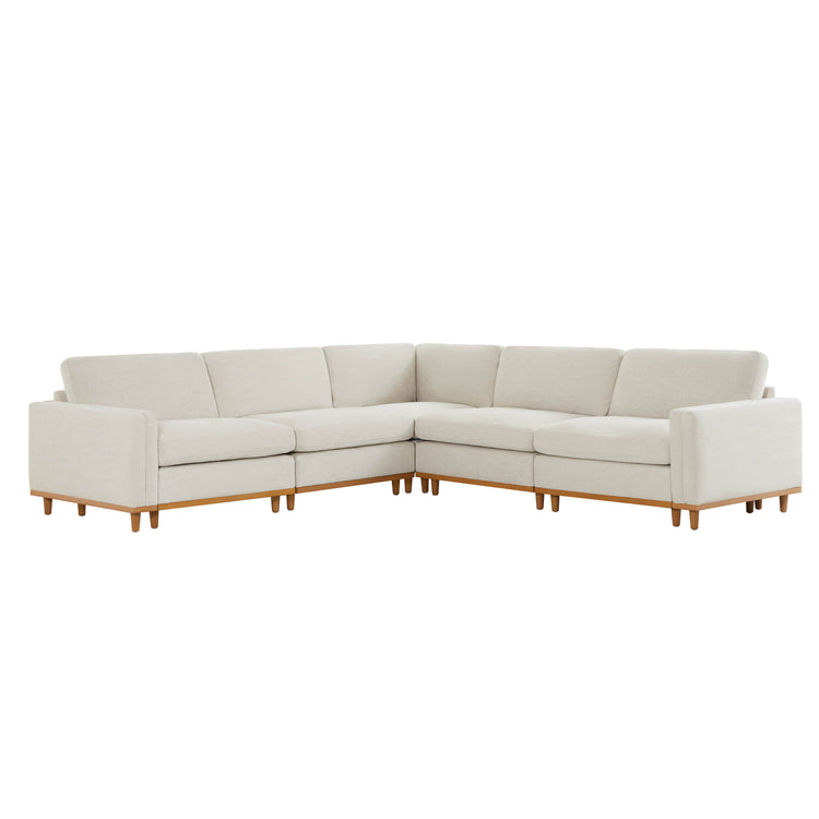 Liam 5-Piece Overstuffed Sectional in a bright living room with light upholstery and wood base - CHITA Living