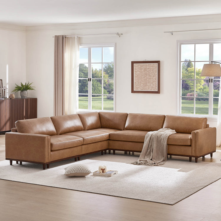 Liam 5-Piece Overstuffed Feather Wood Base Sectional Sofa