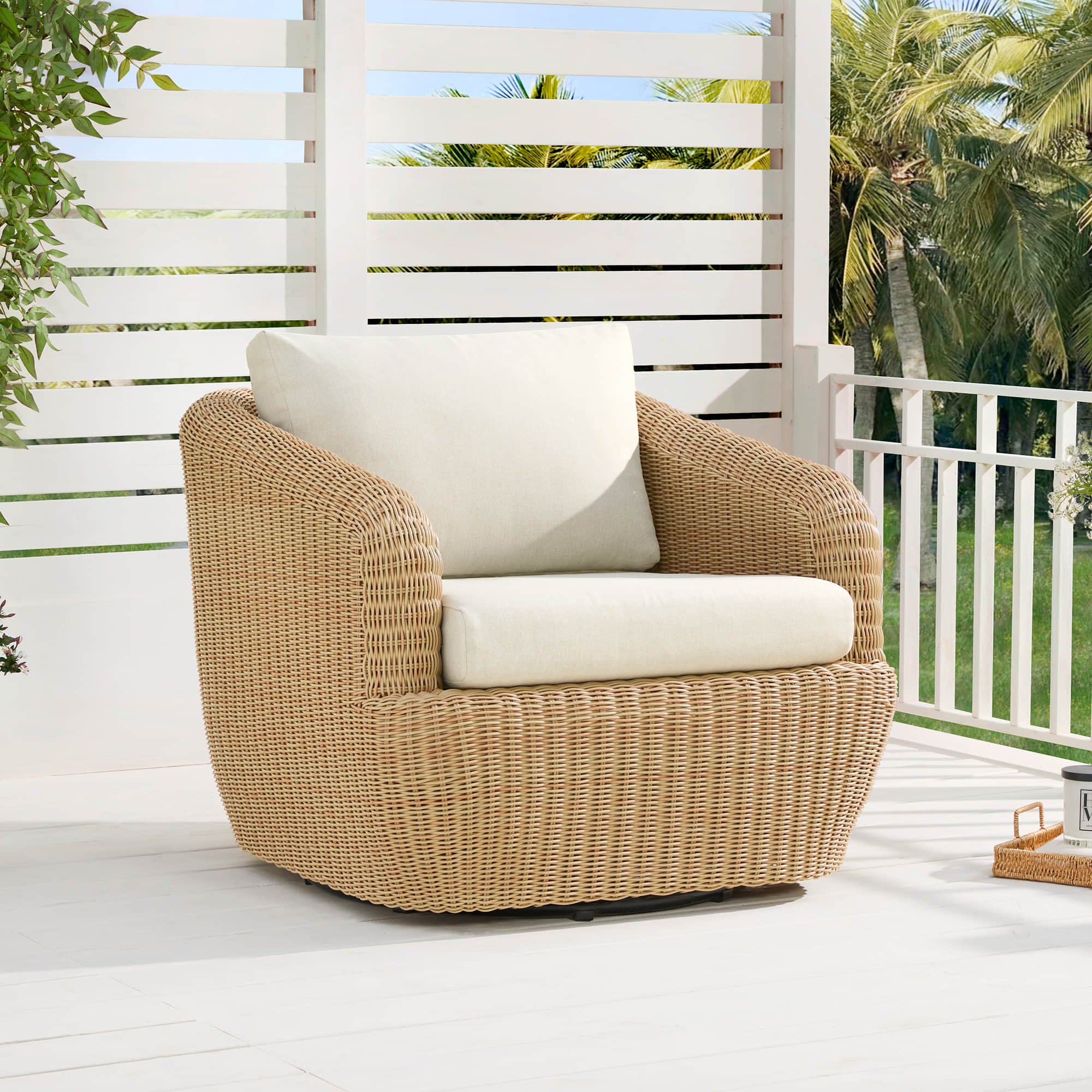 Liana Wicker Outdoor Swivel Accent Chair