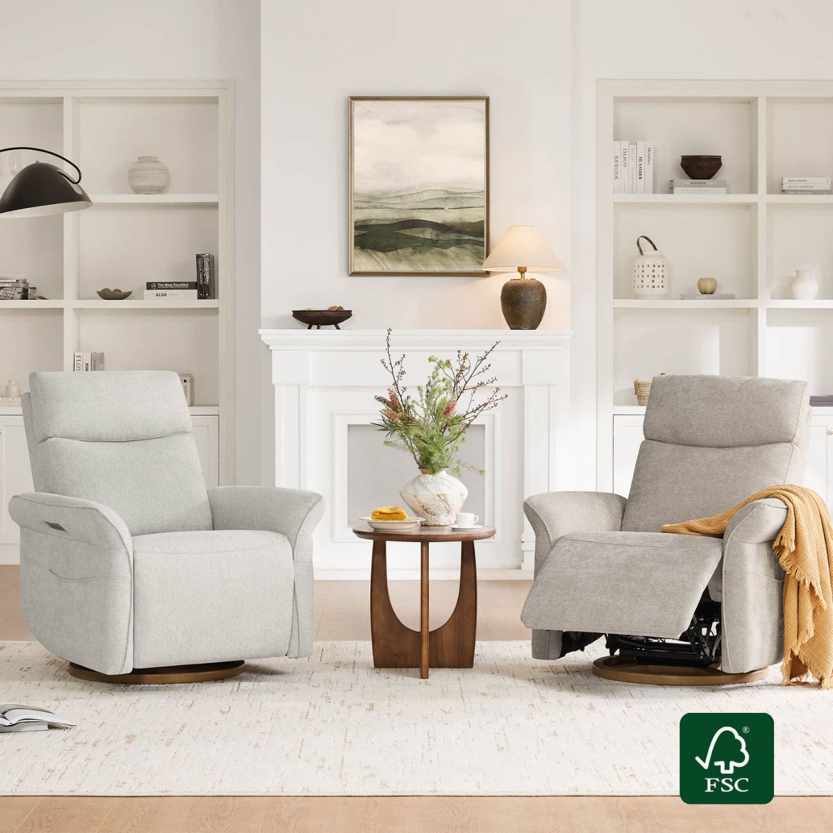 Vinca Power Swivel Glider Recliner | Power Lumbar \u0026 Headrest, image size:1200x1200