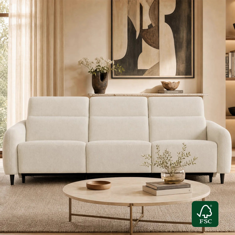 Diya Soft & Breathable 3-Seater Reclining Sofa with Power Headrest