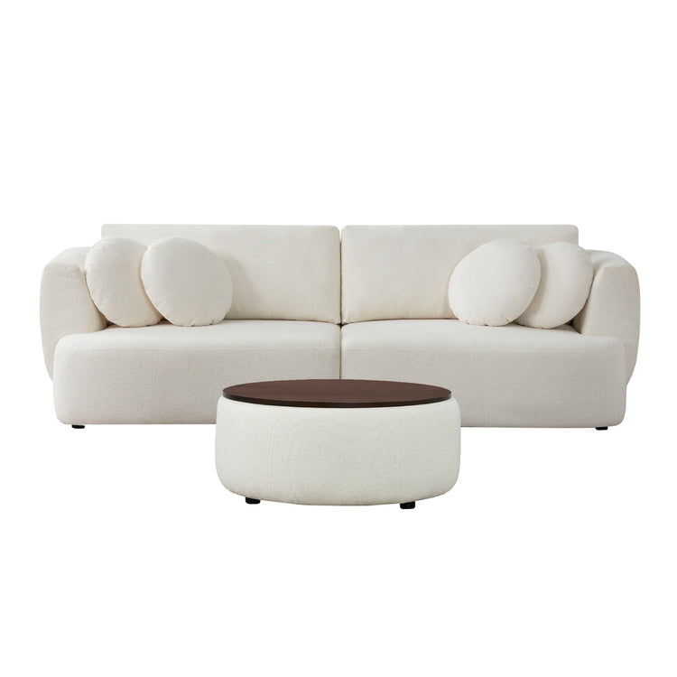 Elegant Grace modular white sofa with plush round cushions and matching ottoman - CHITA Living
