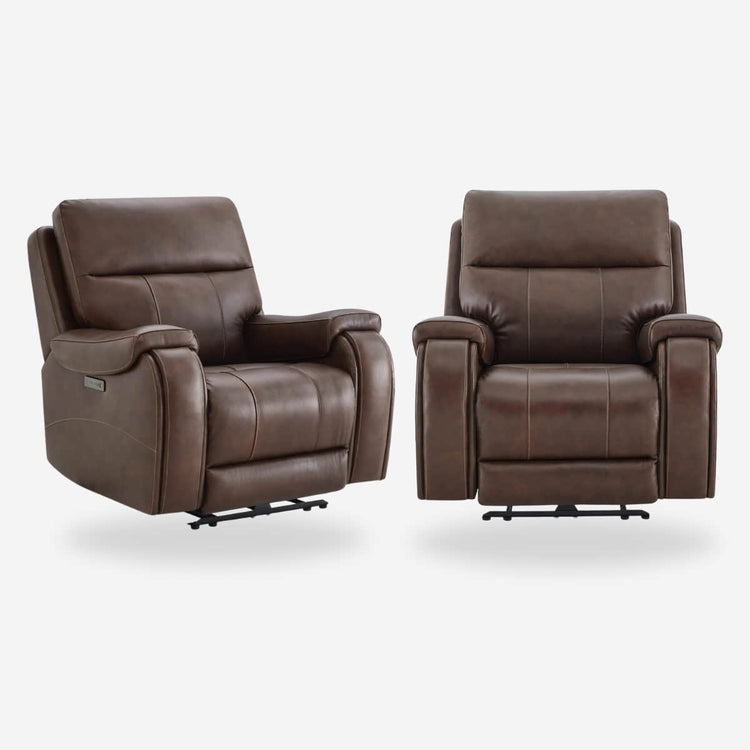 Noah Zero-Gravity Genuine Leather Recliner with Power Headrest
