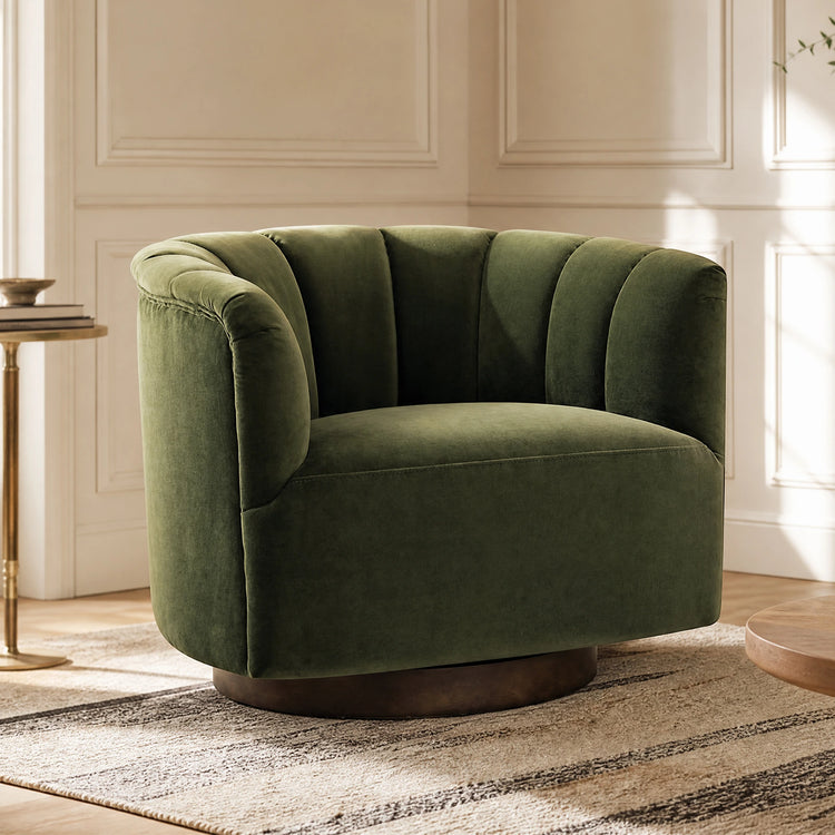 Retta Channel Barrel Swivel Accent Chair