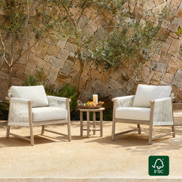Sienna Modern Acacia Wood Rope Outdoor Bistro Set