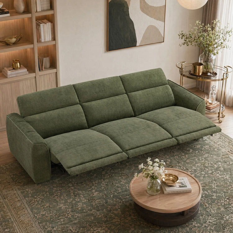Elaine Modern Curved Performance Fabric 3 Seater Reclining Sofa