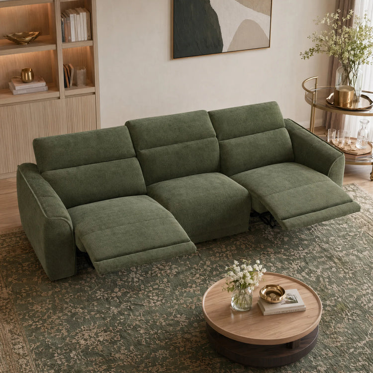 Elaine Modern Curved Performance Fabric 3 Seater Reclining Sofa