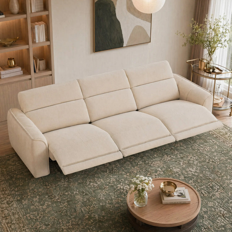 Elaine Modern Curved Performance Fabric 3 Seater Reclining Sofa