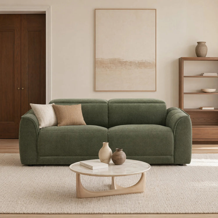 Elaine Modern Curved Performance Fabric 2 Seater Reclining Sofa