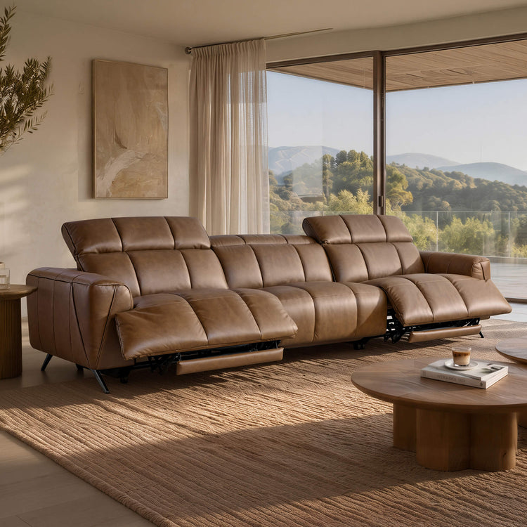 Elan Streamlined Zero Gravity Genuine Leather 3 Seater Reclining Sofa