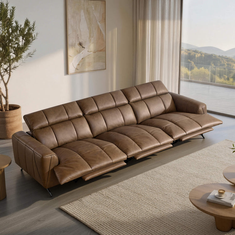 Elan Streamlined Zero Gravity Genuine Leather 3 Seater Reclining Sofa