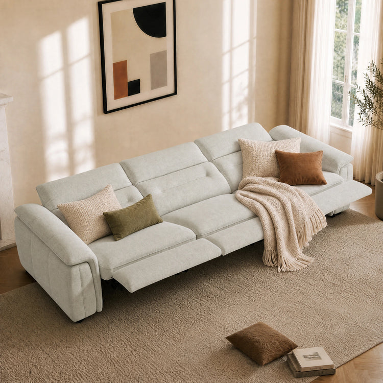 Elora Cloud-Soft Deep Lounge 3-Seater Reclining Sofa with Power Headrest