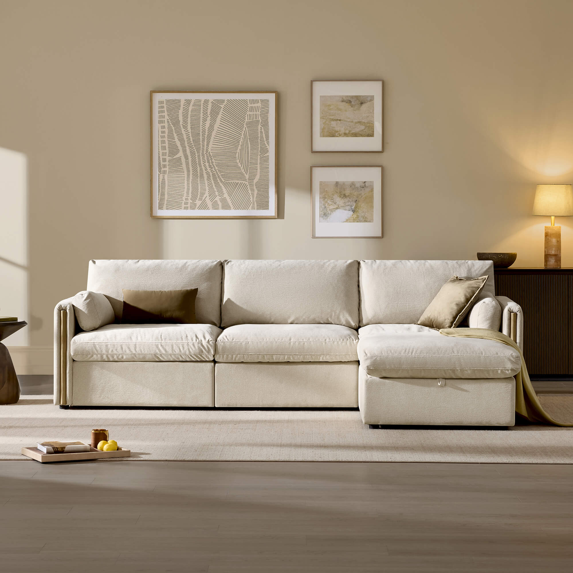 Jonathan Modern Cozy Chenille 4-seat Modular Sofa With Hidden