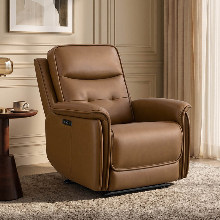 Katia Genuine Leather Zero Gravity Power Recliner with Power Headrest