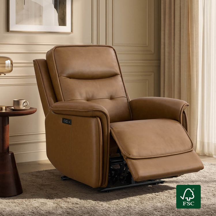 Katia Genuine Leather Zero Gravity Power Recliner with Power Headrest