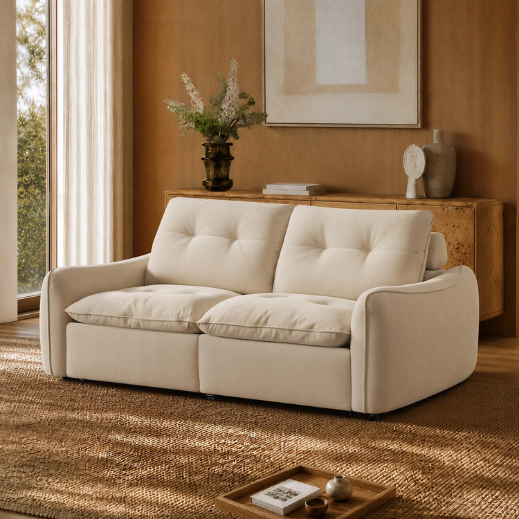 Lana Performance Fabric Deep Seat Tufted 2-Seater Reclining Sofa