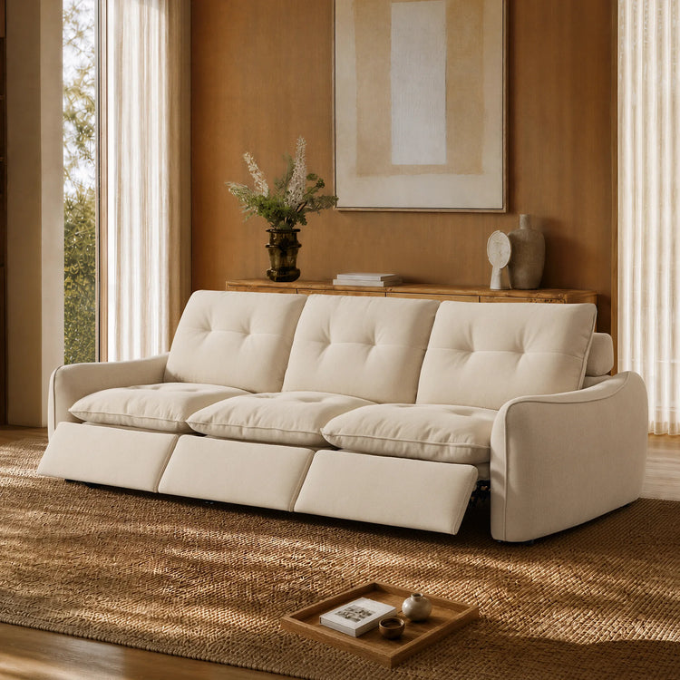 Lana Performance Fabric Deep Seat Tufted 3-Seater Reclining Sofa