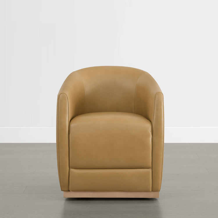 Mateo Curved Genuine Leather Rolling Dining Chair (Set of 2)