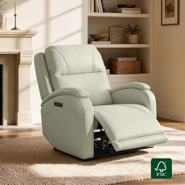 Monica Curved Genuine Leather Zero Gravity Power Recliner
