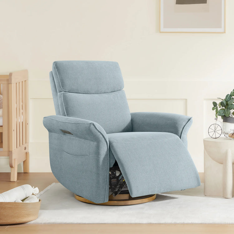 Vinca Power Swivel Nursery Glider Recliner with Power Lumbar & Headrest