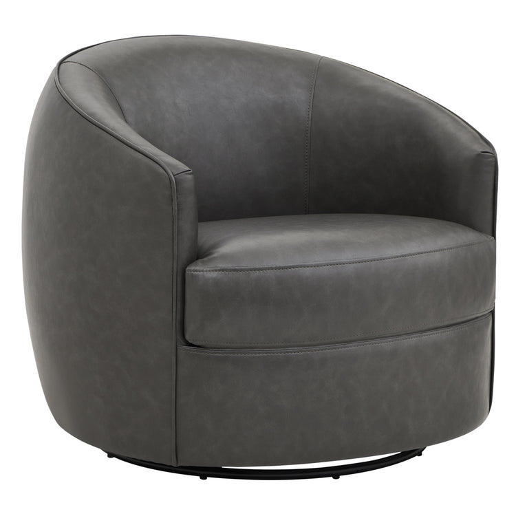 Round dark grey swivel accent chair designed for cozy modern living areas - CHITA Living