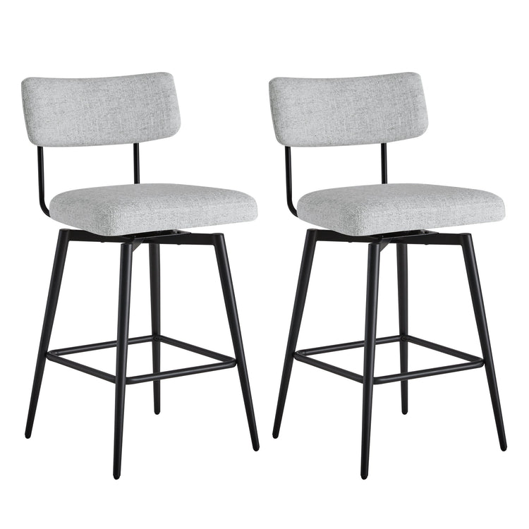 CHITA LIVING-Lovy Swivel Counter Stools (Set of 2)-Counter Stools-Fabric-White (Multi-colored)-
