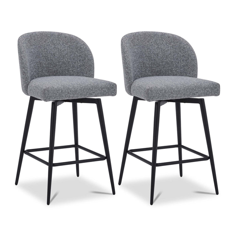 CHITA LIVING-Nova Swivel Counter Stool-Counter Stools-Fabric-Gray (Multi-colored)-Set of 2