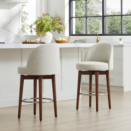 CHITA LIVING-Rosa Swivel Counter Stool (Set of 2)-Counter Stools-Faux Leather-Retro Grey-