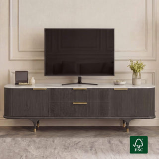 79" Irais Solid Wood TV Stand with Sintered Stone - 79" Irais Large-Capacity Media Console with Sintered Stone - CHITA Living