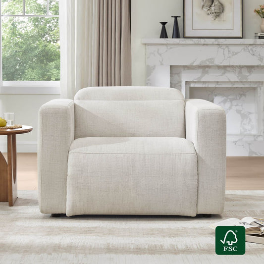Oliver Power Recliner Sofa Chair - Creamy Gray Oliver Power Recliner Sofa Chair with adjustable headrest & dual USB ports. FSC certified.