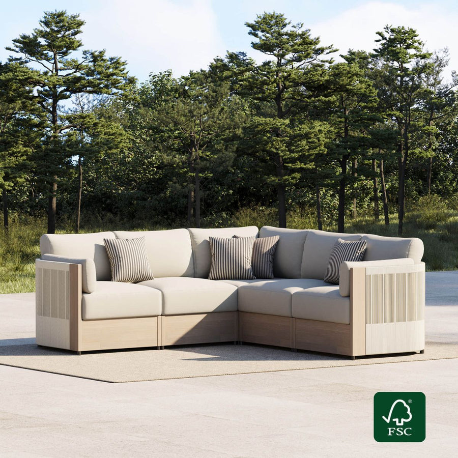 A broad patio scene showing how outdoor furniture can support holiday hosting without overcrowding guest routes.