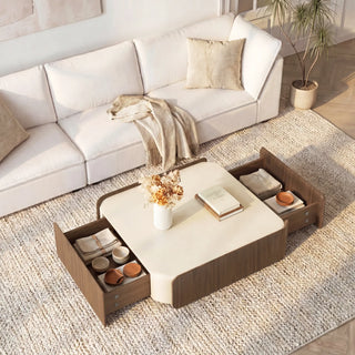 Editorial hero image showing how a compact coffee table can support a small living-room layout without blocking circulation.