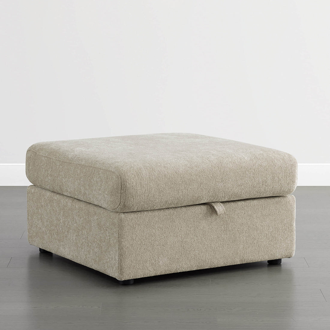 Maisie Modular Ottoman with Storage - Maisie modular ottoman with storage in taupe chenille fabric