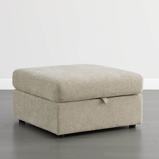 Maisie Modular Ottoman with Storage - Maisie modular ottoman with storage in taupe chenille fabric