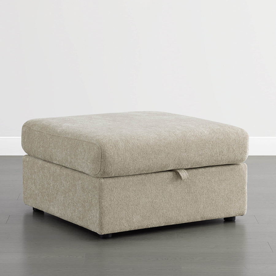 Maisie Modular Ottoman with Storage - Maisie modular ottoman with storage in taupe chenille fabric