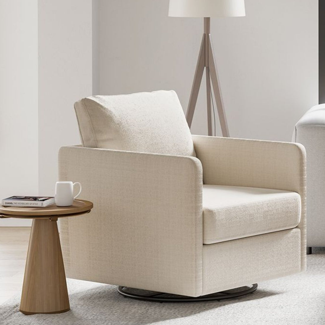 Emma Contemporary Swivel Armchair Accent Chair - CHITA LIVING-Emma Contemporary Swivel Armchair Accent Chair-Accent Chair-Fabric-Linen-