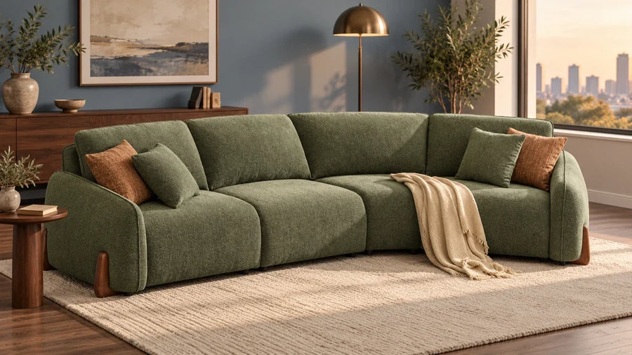 Green Teleri modular sofa in a contemporary living room