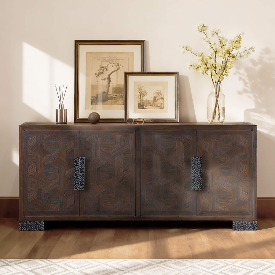 71'' Megan Reclaimed Fir Sideboard with Metal Handles - 71'' Megan Reclaimed Fir Sideboard with geometric doors and metal handles