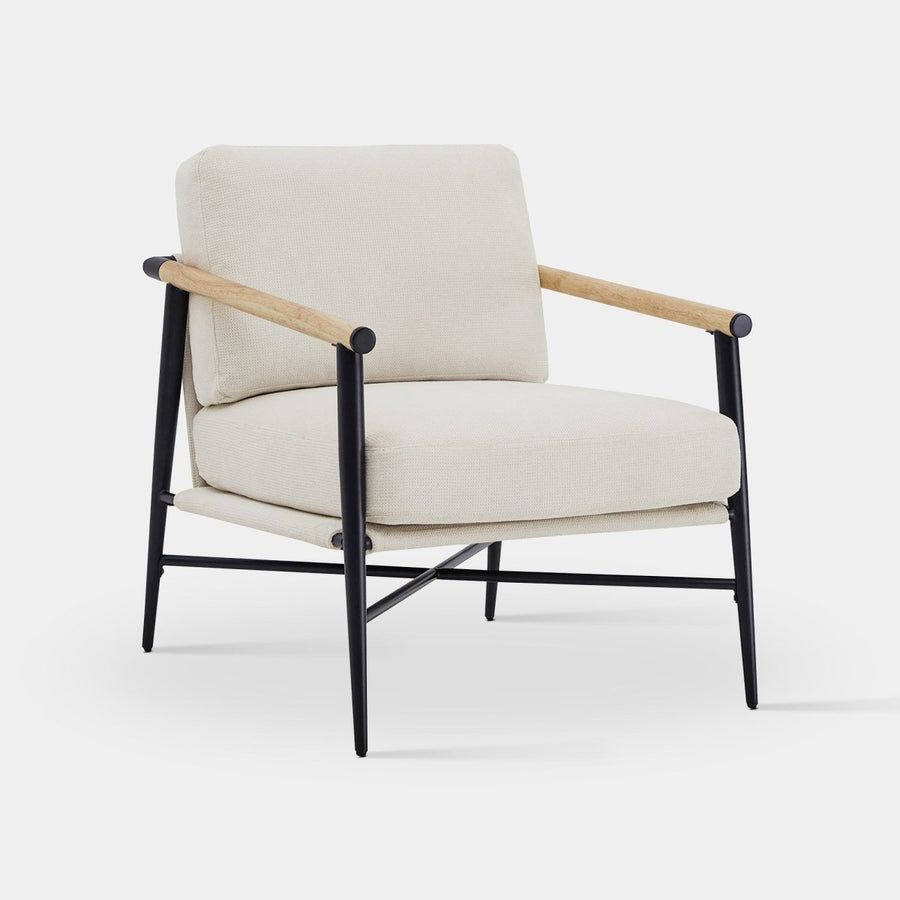 Charlotte Modern Accent Chair - Charlotte modern accent chair with rubber wood arms and soft fabric cushions - CHITA Living