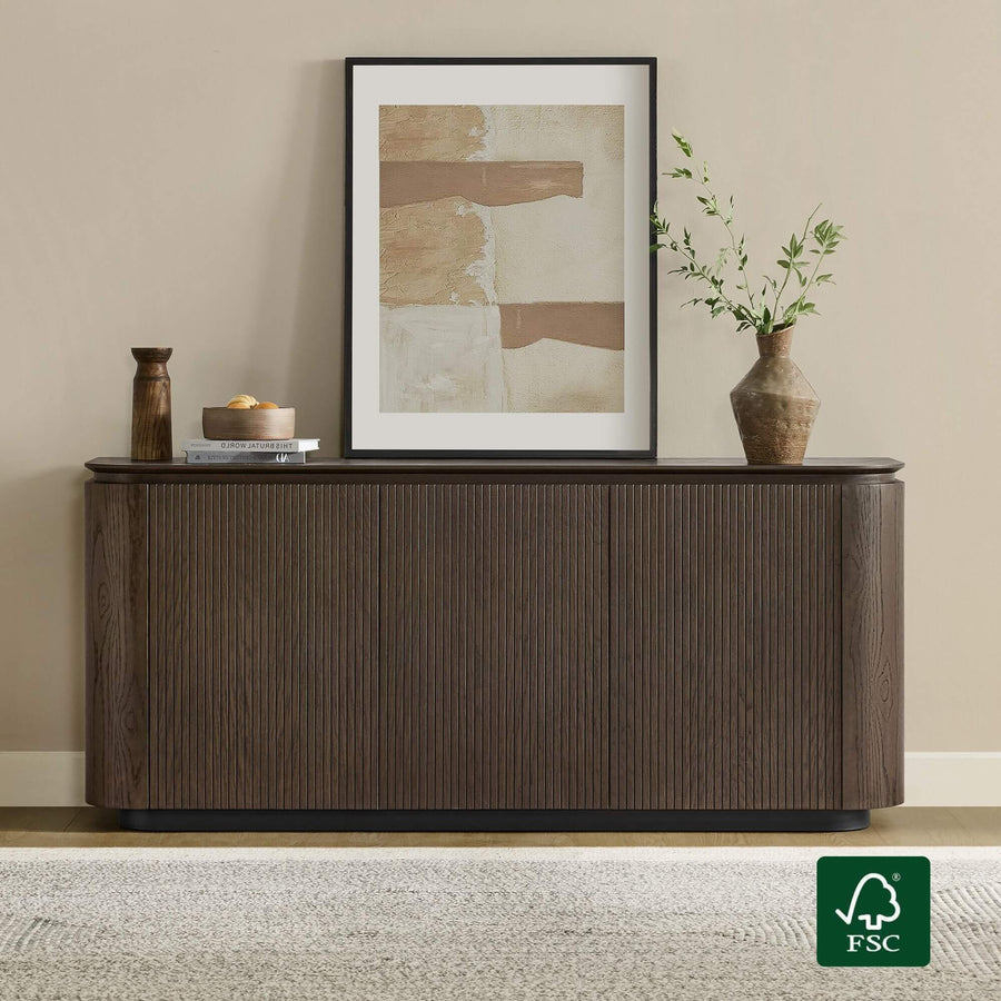 71" Moore Rounded Corner Sideboard Buffet with Doors