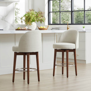 Rosa Swivel Counter Stool (Set of 2) - CHITA LIVING-Rosa Swivel Counter Stool (Set of 2)-Counter Stools-Faux Leather-Retro Grey-