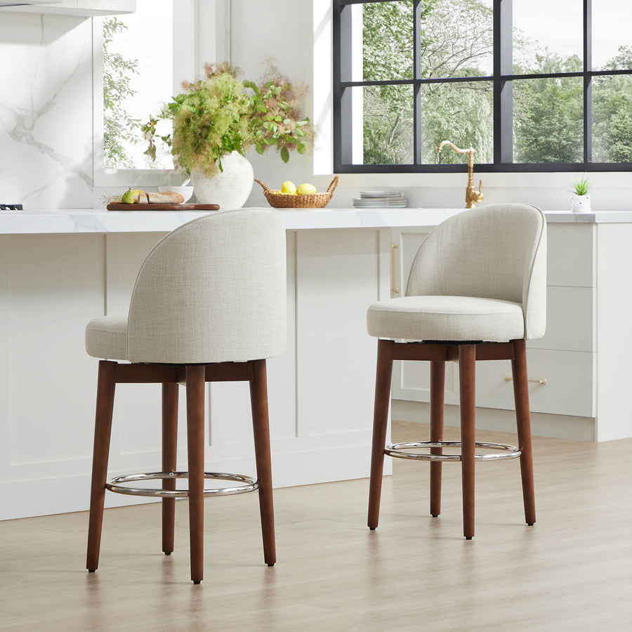 Rosa Swivel Counter Stool (Set of 2) - CHITA LIVING-Rosa Swivel Counter Stool (Set of 2)-Counter Stools-Faux Leather-Retro Grey-