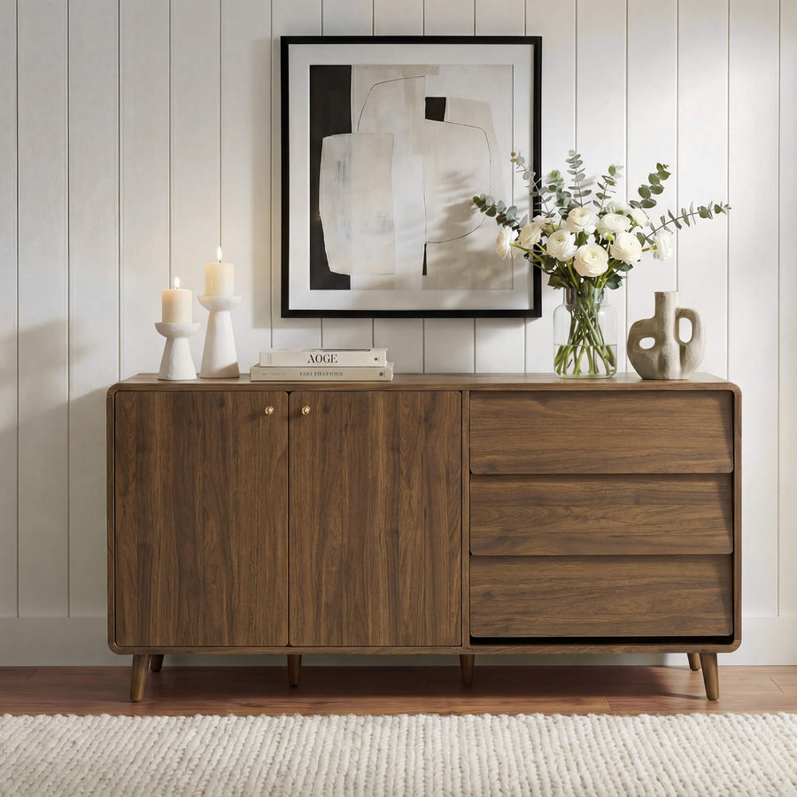 58” Hudson Mid-century Arc-Shaped Sideboard