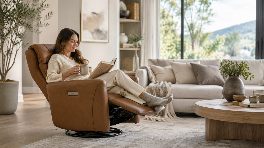 Leather recliner in a calm living room setting