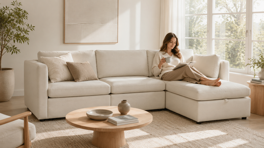 Modular sectional sofa in a bright living room