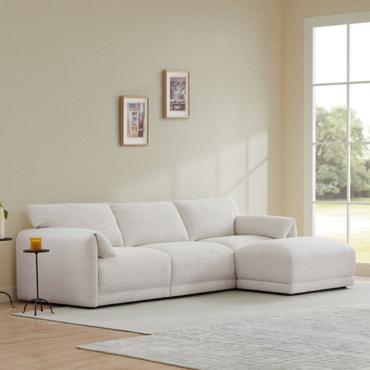 Josie Performance Boucle 4-Piece Modular Sectional (115.7'') - CHITA LIVING-Josie Performance Boucle 4-Piece Modular Sectional(115.7'')-Sofas-Performance Fabric-Pearl-