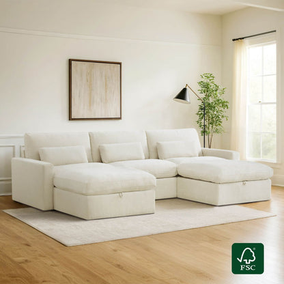 Ivy Modular 5-Seat Performance Fabric Sectional with Storage Ottoman
