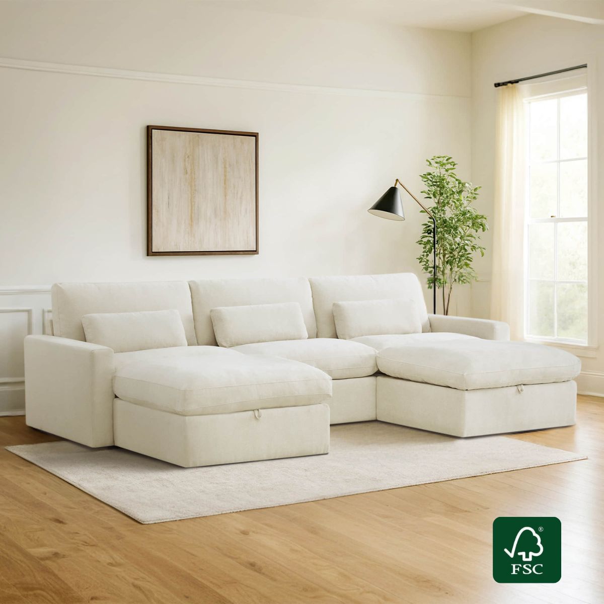 Ivy Modular 5-Seat Performance Fabric Sectional with Storage Ottoman